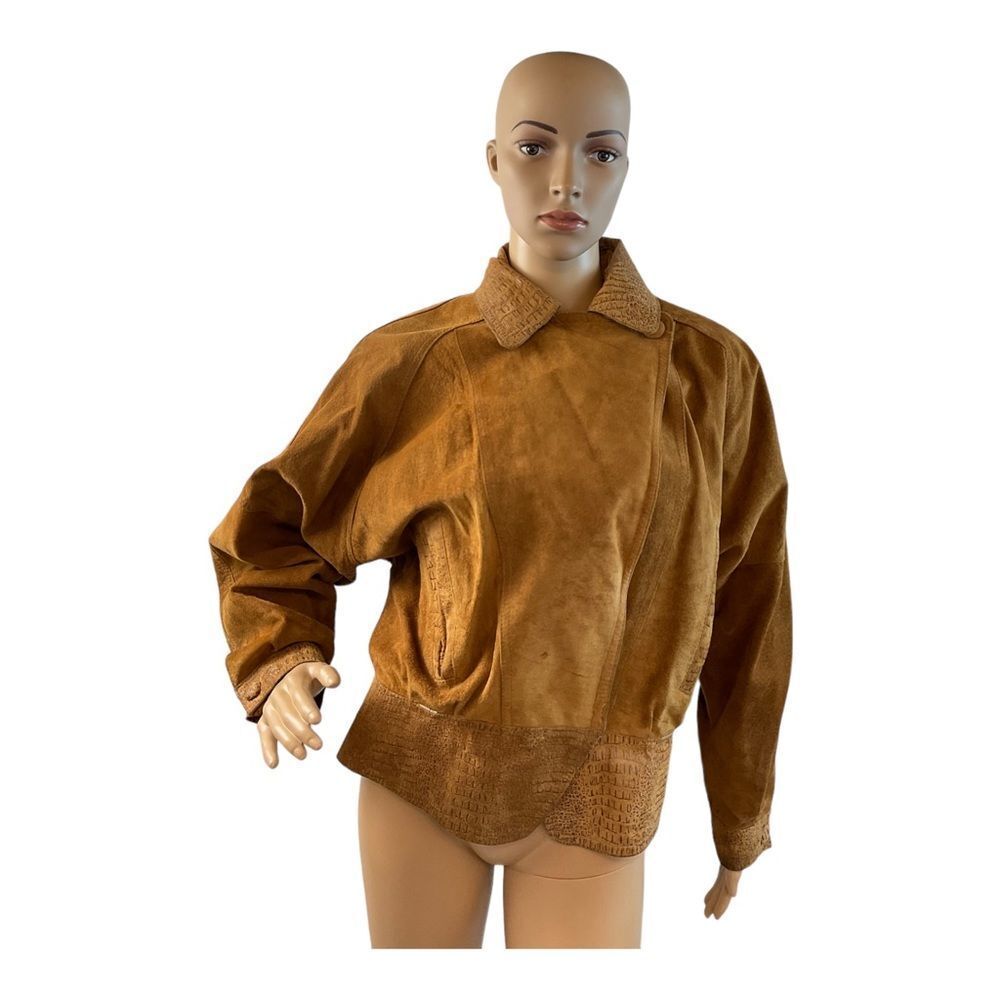 Winlit Women’s Suede Vintage Genuine Leather Light Brown Tan Jacket Size Small